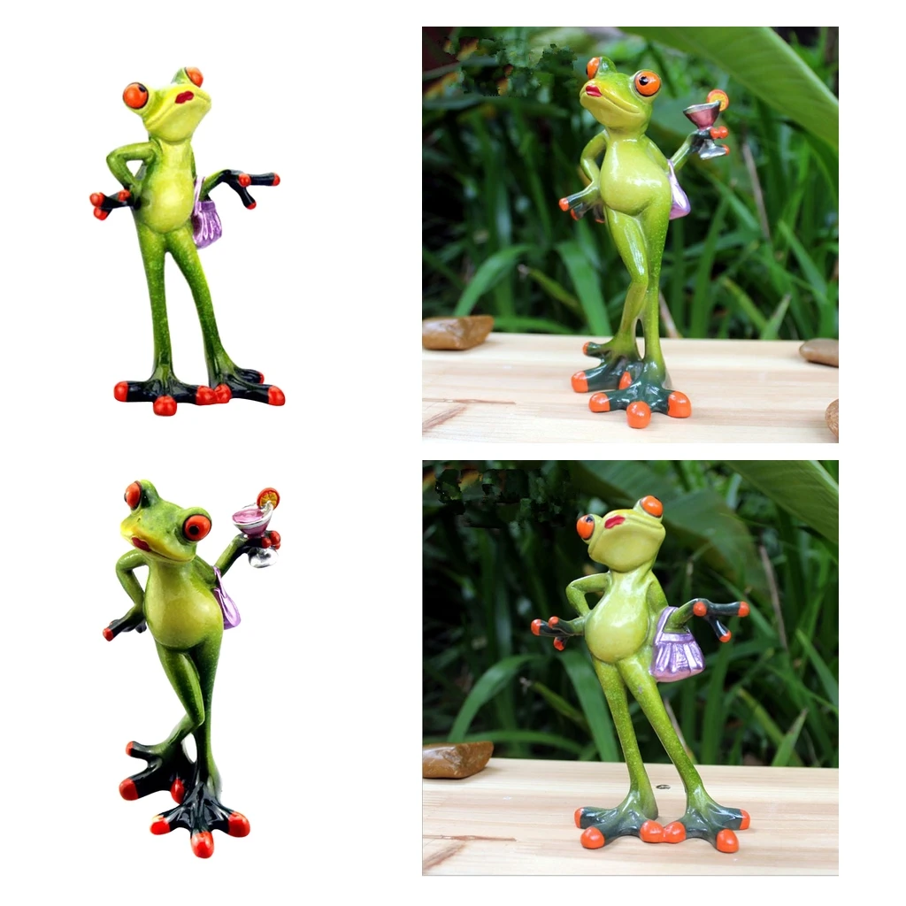 2Pcs 3D Frog Decoration Animal Resin Crafts Figurines Cute Crafts Toy Tabletop Ornament