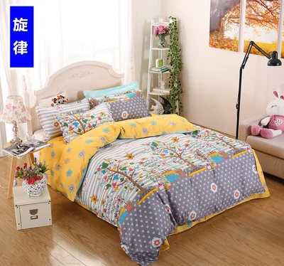 

2016 New Years Gift 4PCS Cotton Bedding sets King Size 2.2*2.4m Duvet Cover 2.4*2.6m Flat Sheet Pillow Cover No Comforter