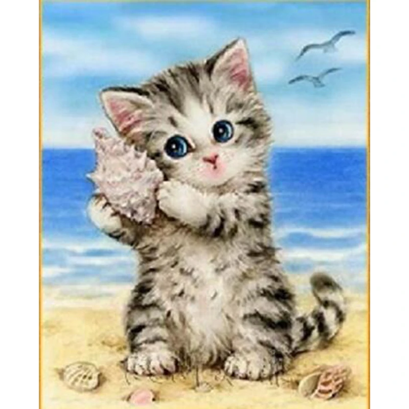 5D Diamond Painting Cross Stitch Diamond Embroidery Cat Full Square Rhinestones Pattern Home Decoration Needle Craft&A