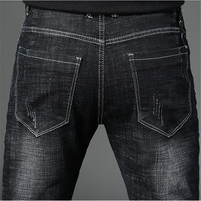 Стрейч обтягивающие джинсы Для мужчин Повседневное черные джинсы Для мужчин s Высокое качество хлопковые брюки штаны Одежда Тонкий Бизнес