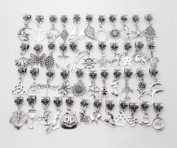 

Mix Charm 50pcs Vintage Pendant Big Hole Beads fit Pandora Charms Bracelets & Necklace DIY Jewelry Making