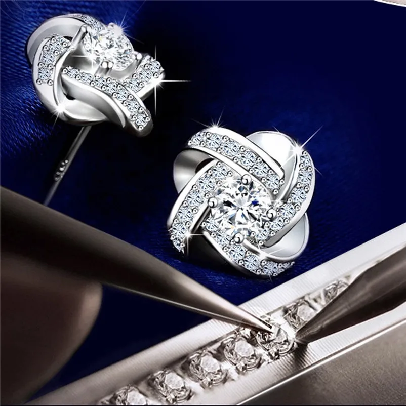 2018 Trendy earrings for women Simple Fashion Diamond Eternal Star Earrings Stud Earrings Jewelry earrings Brincos J04#N (2)
