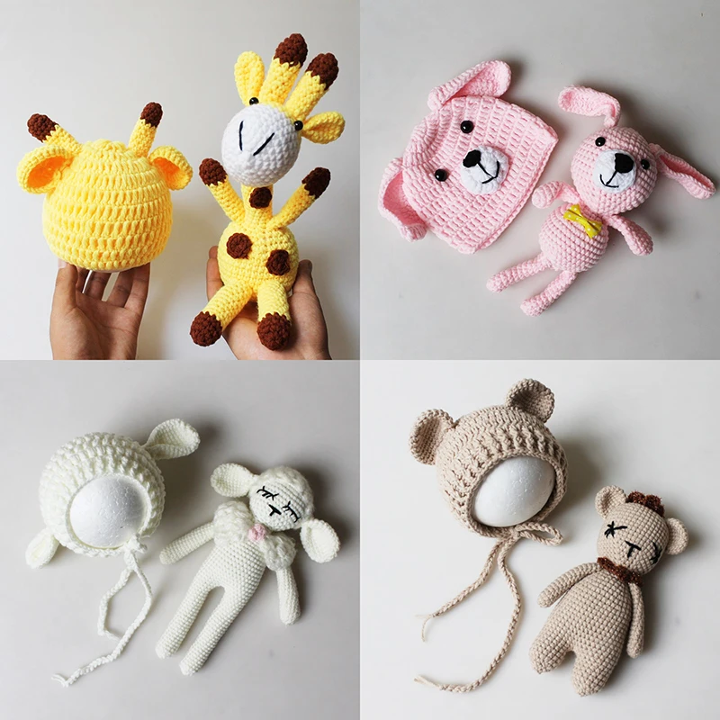 Хит! Стильные Шапки с животными+ Вязаные Игрушки для новорожденных девочек и мальчиков, вязаная шапка с животными, костюм, аксессуары для фотосессии