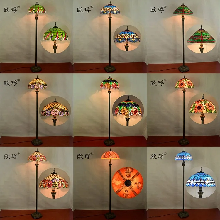16inch Tiffany sunflower Stained Glass floor lamp E27 110-240V for Home Parlor Dining bed Room