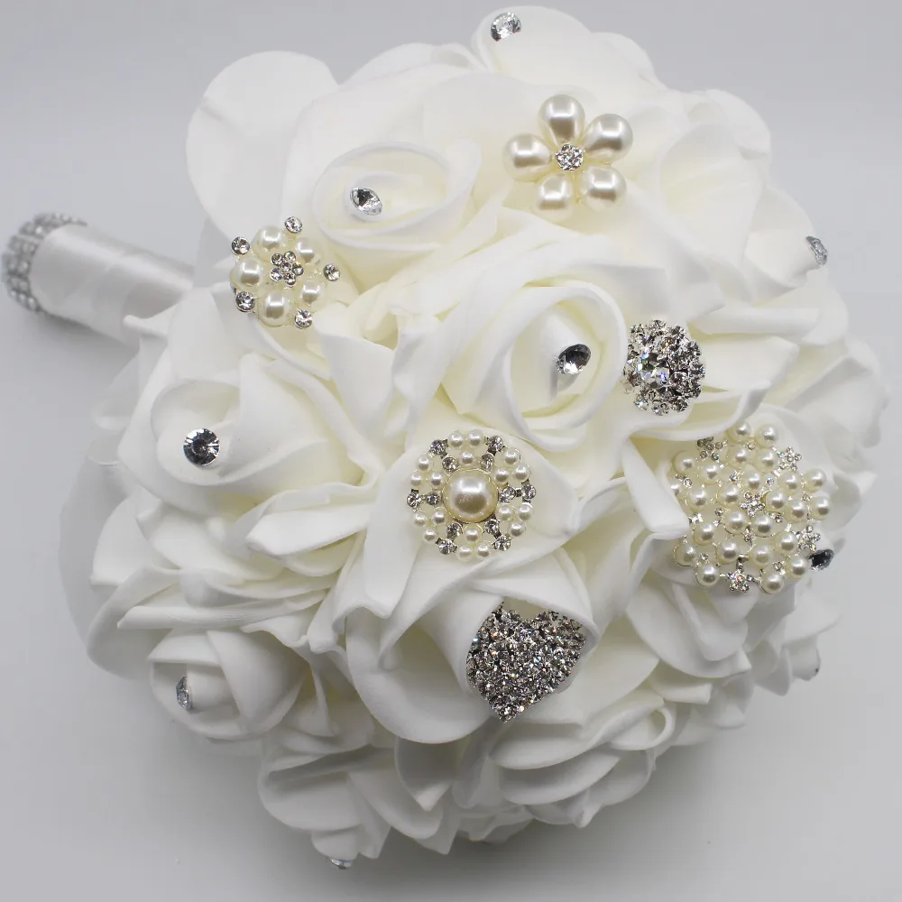  Fashion 11pc mixed size alloy pearl rhinestone combination button Flatback crystal brooch invitatio