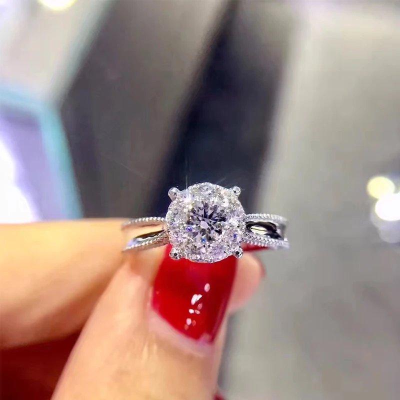 ANI 18K White Gold AU750 Women Wedding font b Ring b font Certified G VS1 0