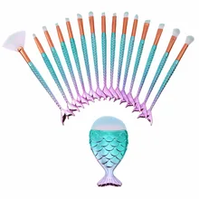 

10/15pcs 2017 New Hot Mermaid Shape Makeup Brush Multi-Function Cosmetic Fish Brush Powder Foundation Mermaid Make up Brushes