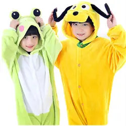 Детские фланелевые пижамы спальный костюм с рисунками Аниме Onesie Косплэй желтой собаки Onesie лягушка Комбинезон Onesie