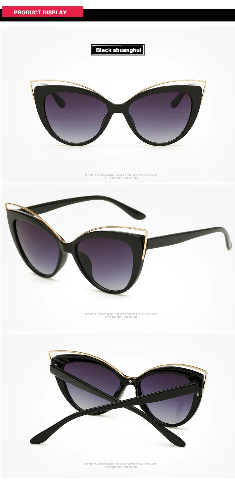 YOOSKE сексуальные солнцезащитные очки кошачий глаз, женские модные брендовые дизайнерские градиентные солнцезащитные очки, женские солнцезащитные очки UV400