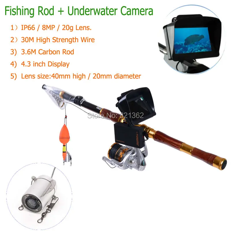 

3.6M Carbo Rod with 360 Degree View Underwater Camera Lens Fish Video Cameras Fishing Cameras Fishing Lens Free Ship