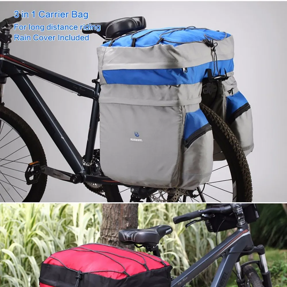 Perfect ROSWHEEL 60L Waterproof Mountain Road Bicycle Bike Bag Cycling Luggage Rear Rack Tail Seat Trunk Container Pannier Rain Cover 0