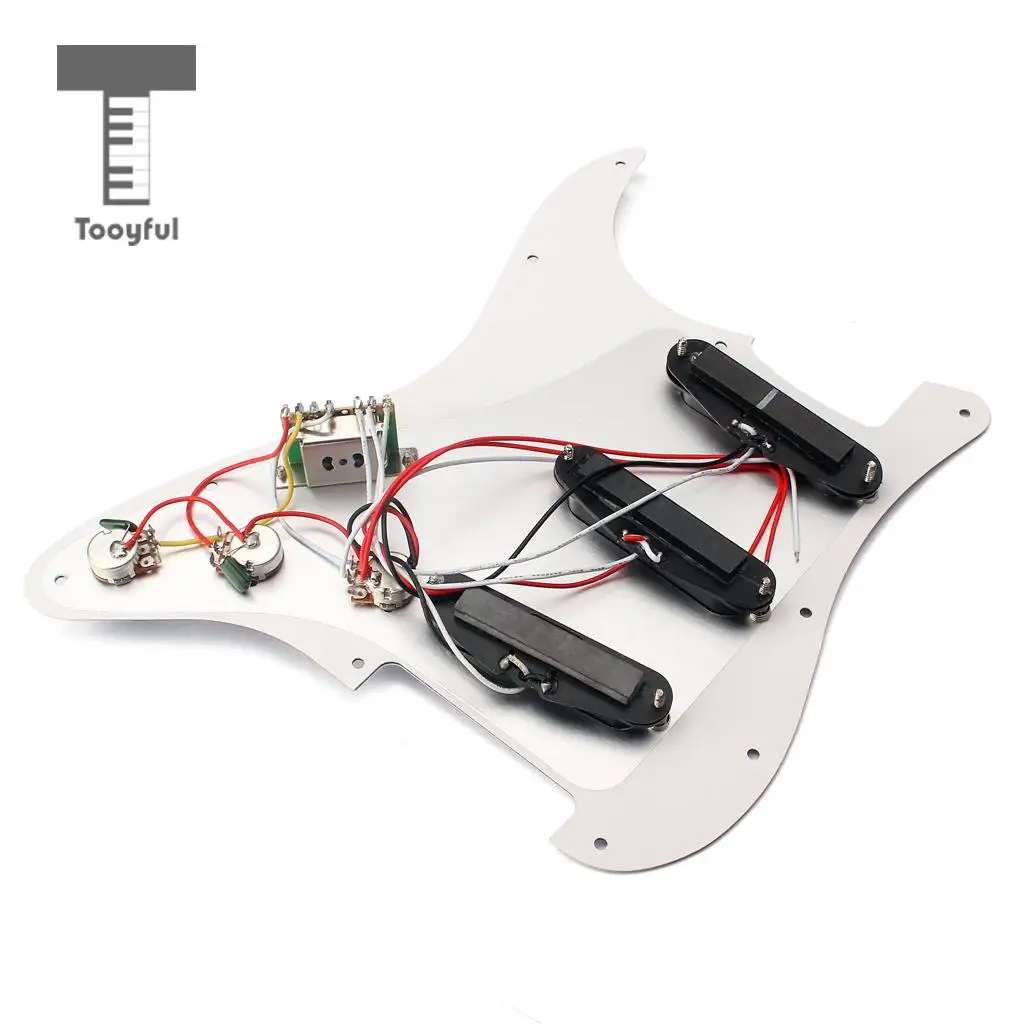 Tooyful 3-ply SSS Prewired Pickups Pickguard Scratch Plate with Screws Set for Strat ST Guitar Replacement Parts