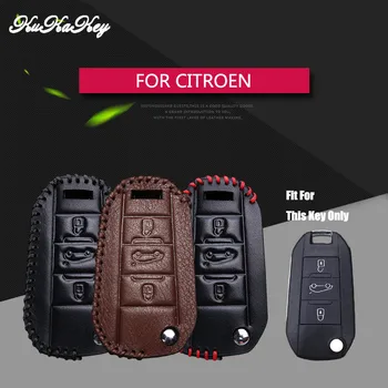 

Genuine Leather Car Smart Key Shell Key Case Cover For Citroen C3 C4 C5 Xsara Picasso C8 c4L Elysee Berlingo Key Leather Cover