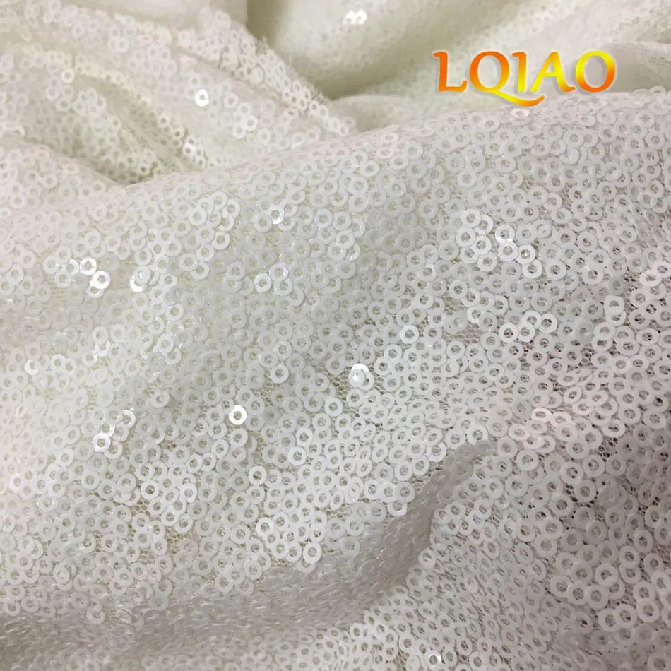 white sequin  fabric-002