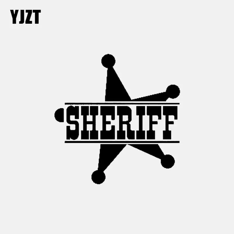 

YJZT 13.2CM*13.7CM Funny Car Sticker Star Vinyl Decal SHERIFF Black/Silver C3-0706