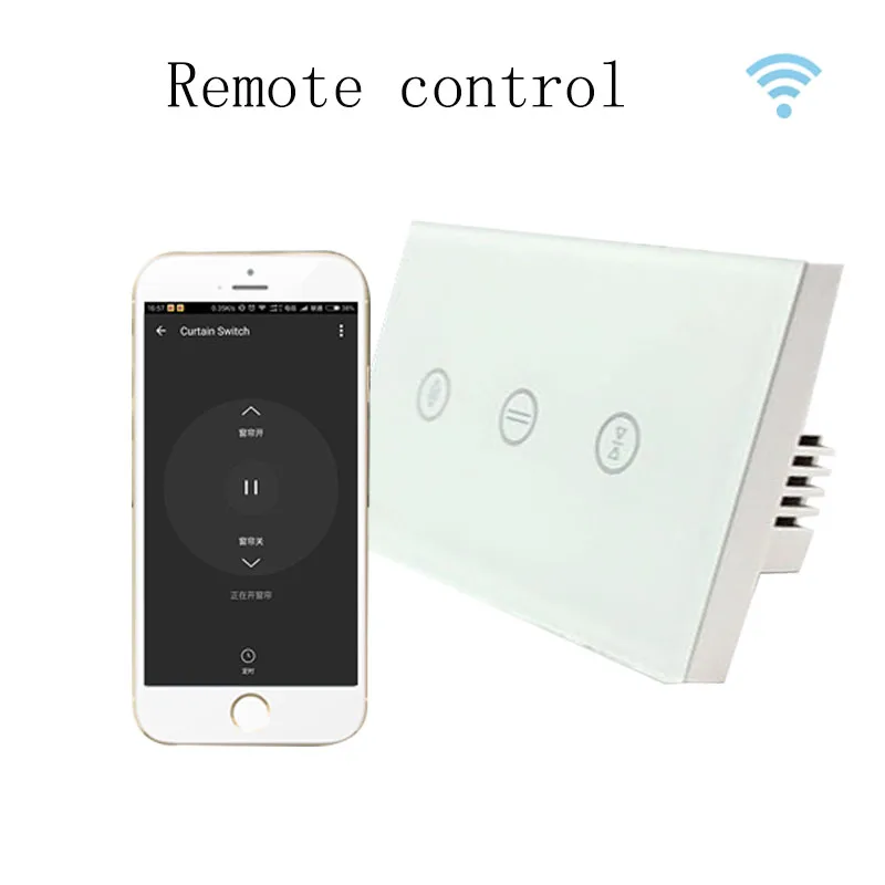 Wi-Fi-curtain-switch-US-version-Glass-Panel-smart-mobile-control-via-Tuya-app-Work-with