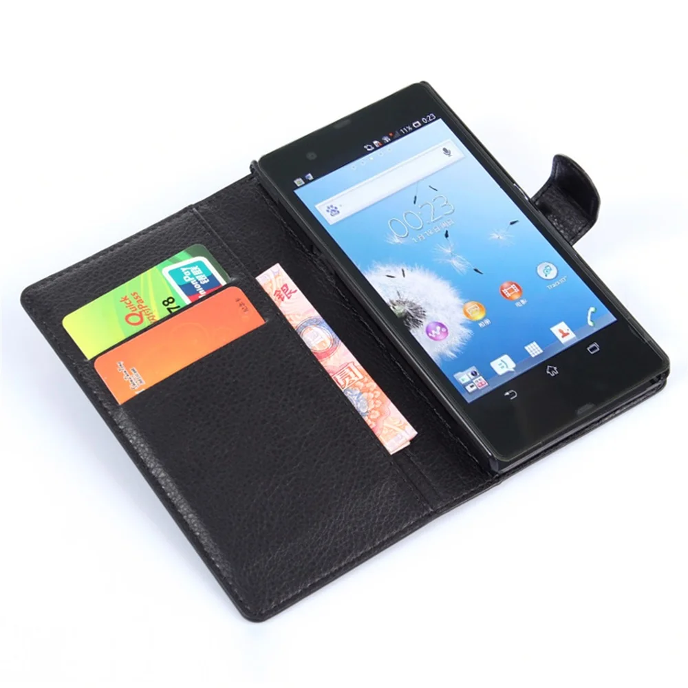 Чехол Cyboris для SONY Xperia Z L36h C6603 C6602 флип чехол из зернистой ПУ кожи с отделением карт