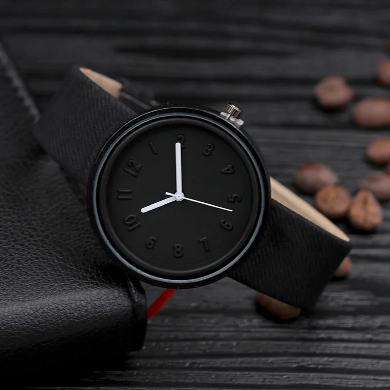 Яркие цвета унисекс простые цифры часы женские японские модные роскошные часы кварцевые холст ремень наручные часы подарок для девочек - Цвет: black