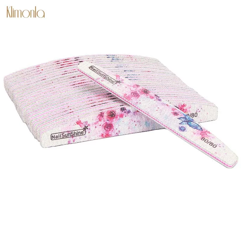 

25pcs Nail Art Buffer Files Sandpaper 80/80 Half Moon Flower Pattern Nail File Blocks UV Gel Polish Manicure Care Tools For DIY