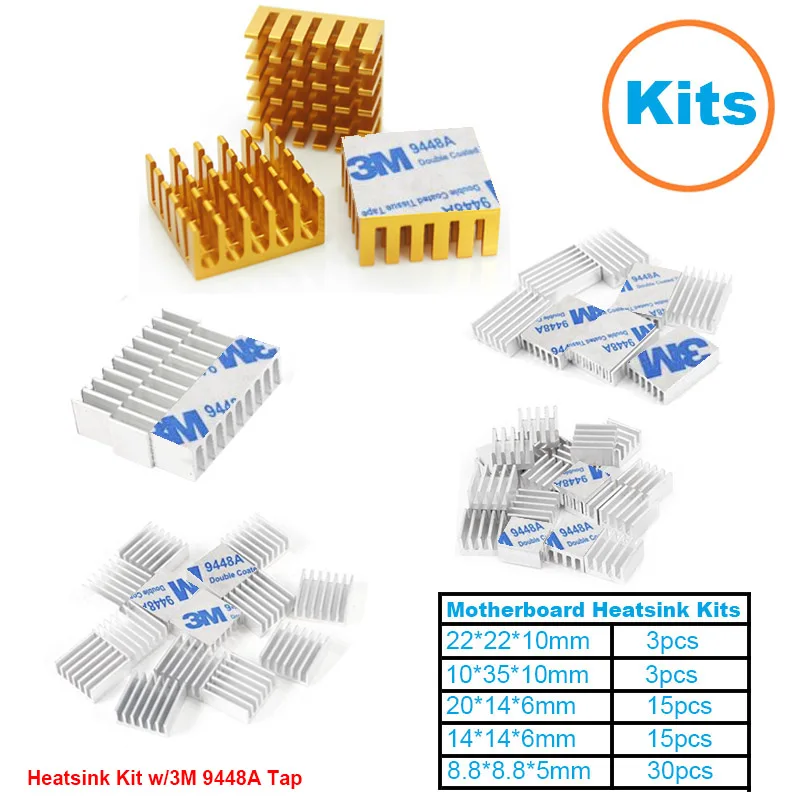 En-Labs 1 комплект/66 шт. алюминиевый теплоотвод радиатор кулер комплект для материнской платы компьютера, микросхема IC, оперативная память, LAN тепловыделение - Цвет лезвия: w 3M9448A Tape