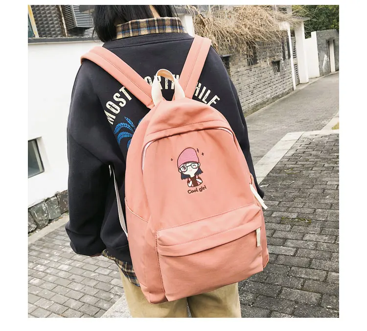 Janespri Cute School Bags for Teenage Girls Waterproof Nylon Embroidery Backpack Female Backpack Travel Bag School Mochilas New_20