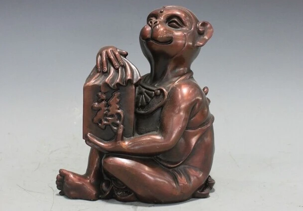 

wholesale factory Chinese Red Bronze Copper Home Feng Shui Attract Wealth Monkey Hold Seal Statue