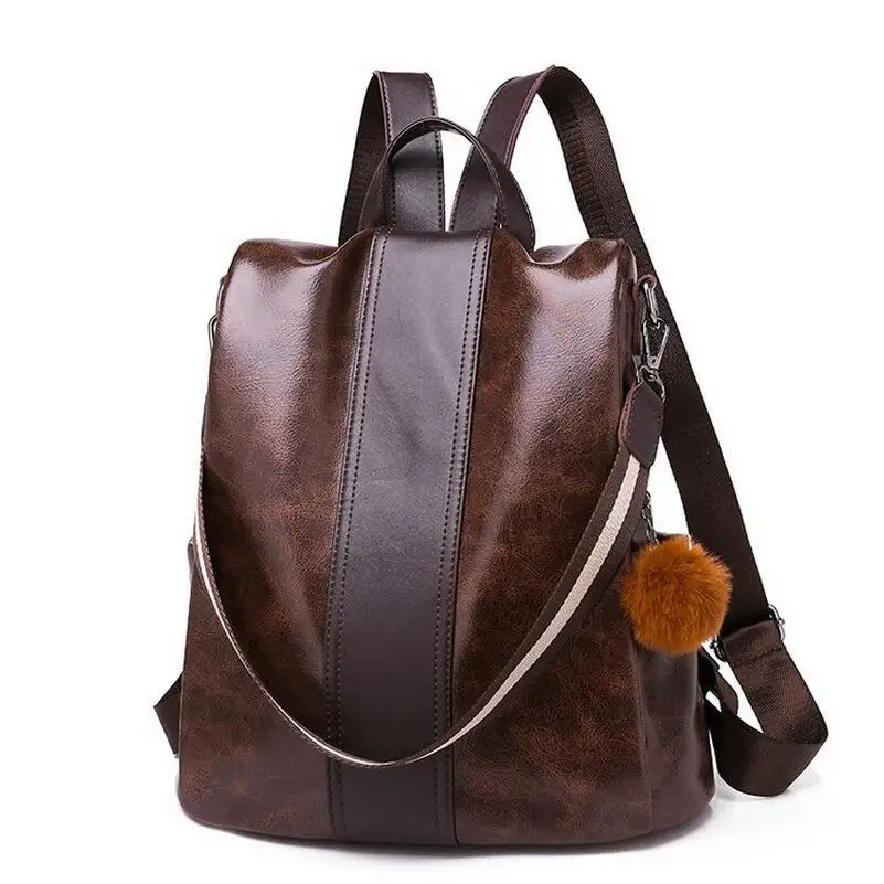 

Backpack Female New Wild School Wind Student Bag Casual Solid Color Backpack Travel Bag Fashion Leather Waterproof Backpacks
