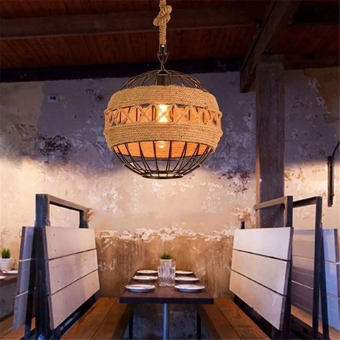 Кантри Ретро тесьма промышленный ветер люстра интернет кафе ресторан кафе бар мяч лампы с уникальным стилем