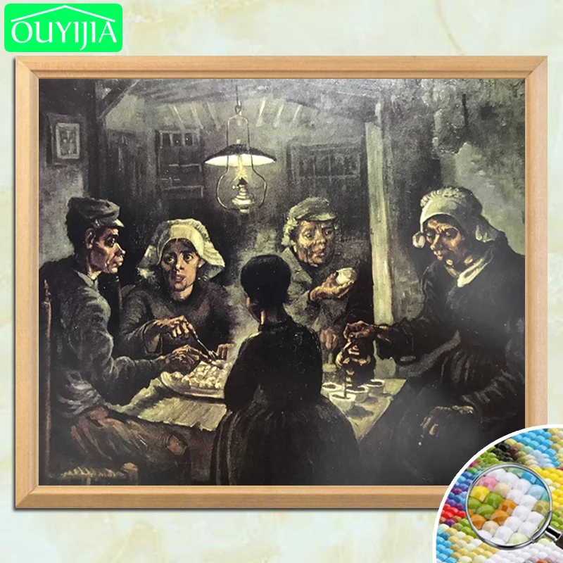 

Van Gogh Famous Painting "The Potato Eaters" 5D DIY Diamond Painting Full Square Diamond Embroidery Rhinestones Mosaic Picture