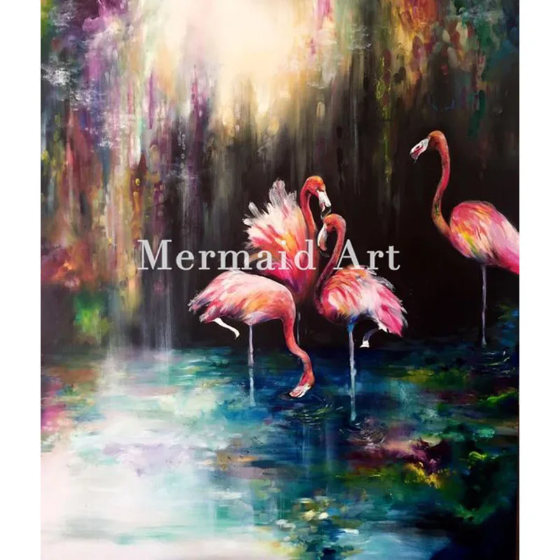 

Hand Painted Various of Animal Lion flamingo deer and tiger Elephant Oil Painting on Canvas art wall picture Living room decor