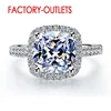 925 Sterling Silver Needle Ring Fashion Jewelry Square CZ Cubic Zirconia Bezel Setting Women Girls Party Engagement Wholesale 2