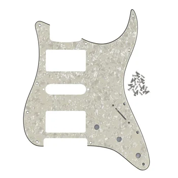 

4Ply 11 Holes HSH Electric Guitar Pickguard Scratch Plate & Screws for FD ST Guitar Parts & Accessories ,Aged Pearl