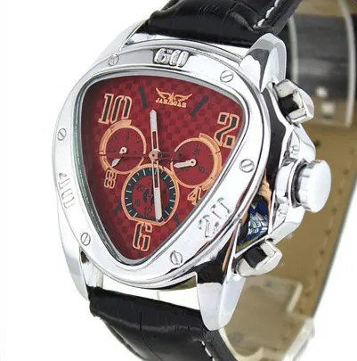

Bright Red Face Automatic Mechanical Men Wrist Watch Triangle Date