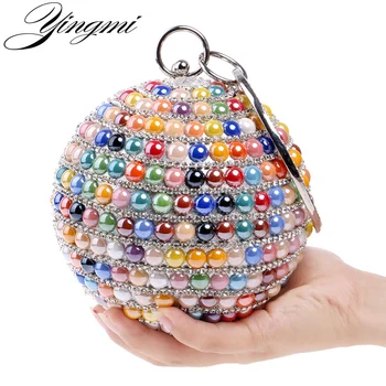

YINGMI Ceramics Fashion Women Evening Bags With Handle Day Clutches Bag Red Blue Gold Colorful Candy Color Diamonds Wedding Bag