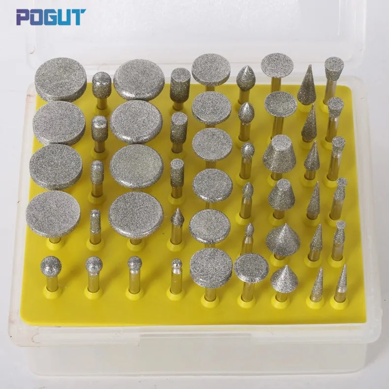 Free shipping, 50pcs/lot, grinding head 3mm Handle,rotary head,rotary tool for glass grinding, stone grinding and carving