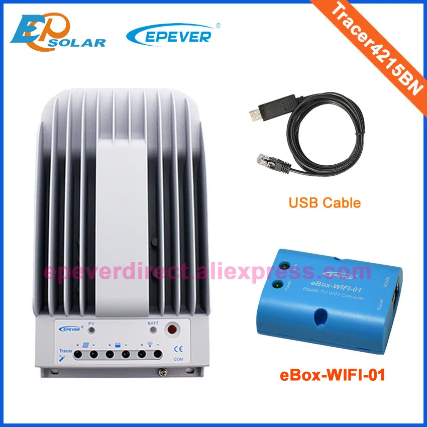 

Solar battery controller 40A 12v 24v Auto work system Tracer4215BN wifi BOX APP connect USB cable PC connect MPPT 40amps