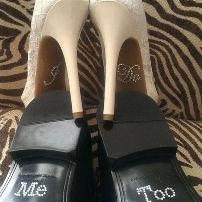 1 Set I Do Me Too Bridal Groom Shoe Sticker White Clear Rhinestone Wedding Decor