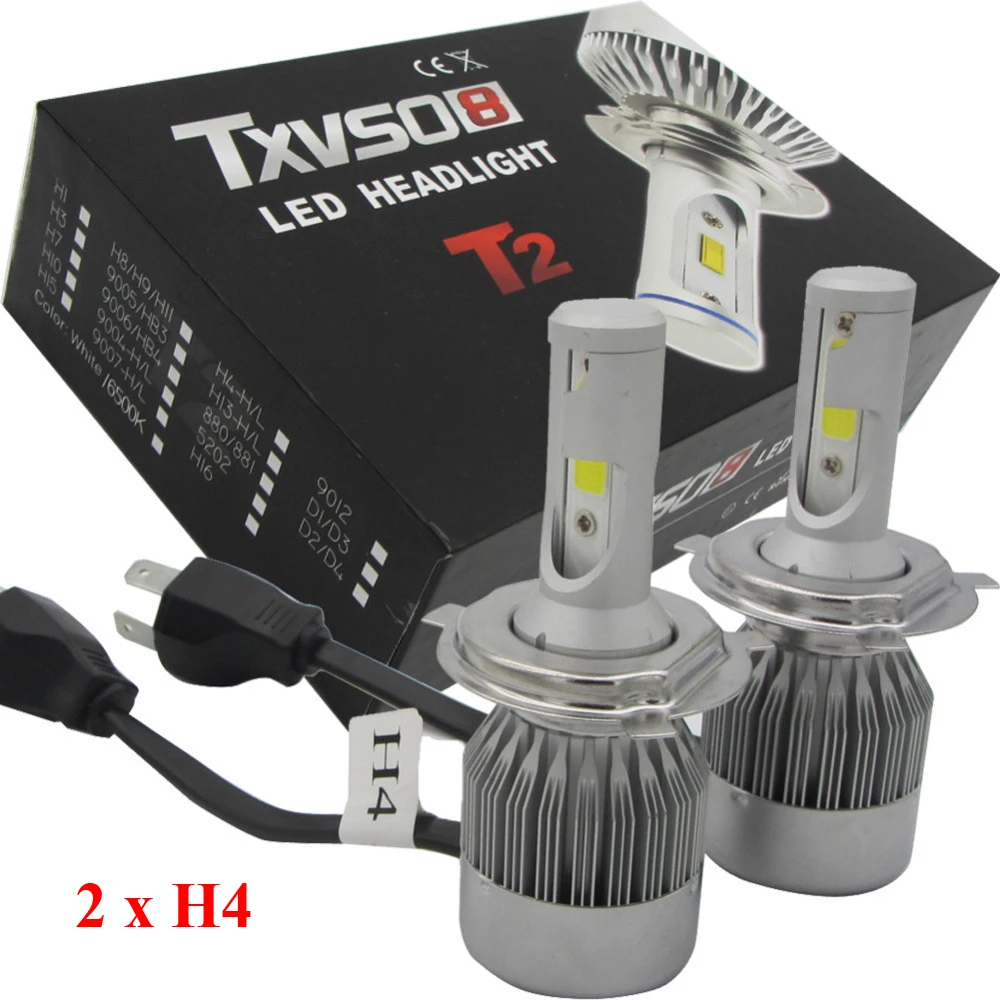 2x H4 Hi/Lo LED COB 110W Car Headlight Xenon Double Beam Lamps Kit Globes Bulbs 360 Degree Car