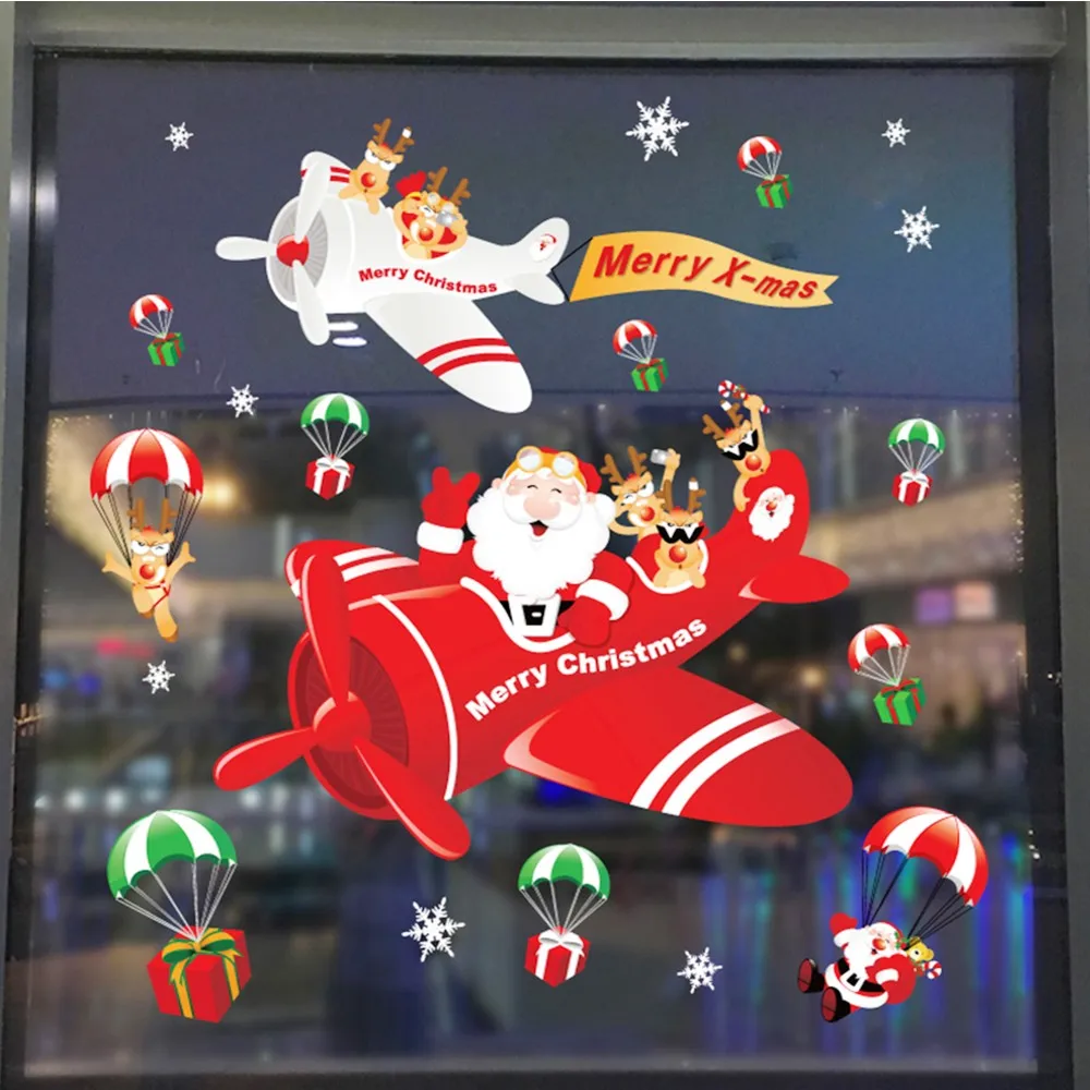 

fashion Window Glass PVC Wall Sticker Christmas DIY Snow Town Wall Stickers Home Decal Christmas Decoration for Home Supplies