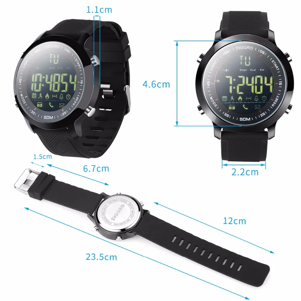 Diggro DI04 Смарт-часы IP68 Водонепроницаемый 5ATM шагомер счетчик калорий Плавание Фитнес часы подключения к телефону PK № 1 F3
