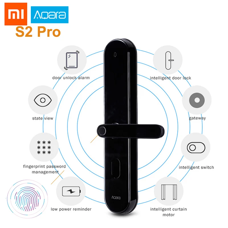 

Hot Xiaomi Aqara S2 Pro Smart Door Lock Curtain Motor Password Fingerprint Lock Mi Home APP Remote Control Digital Keyless Lock