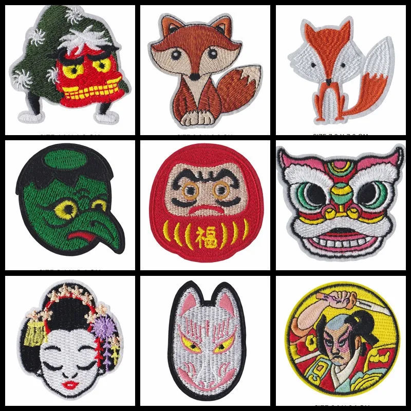 

Japanese Samurai and Women Iron on Japanese Monster Patches Animal Embroidered Patch Appliques for DIY T-shirt Jackets Badges