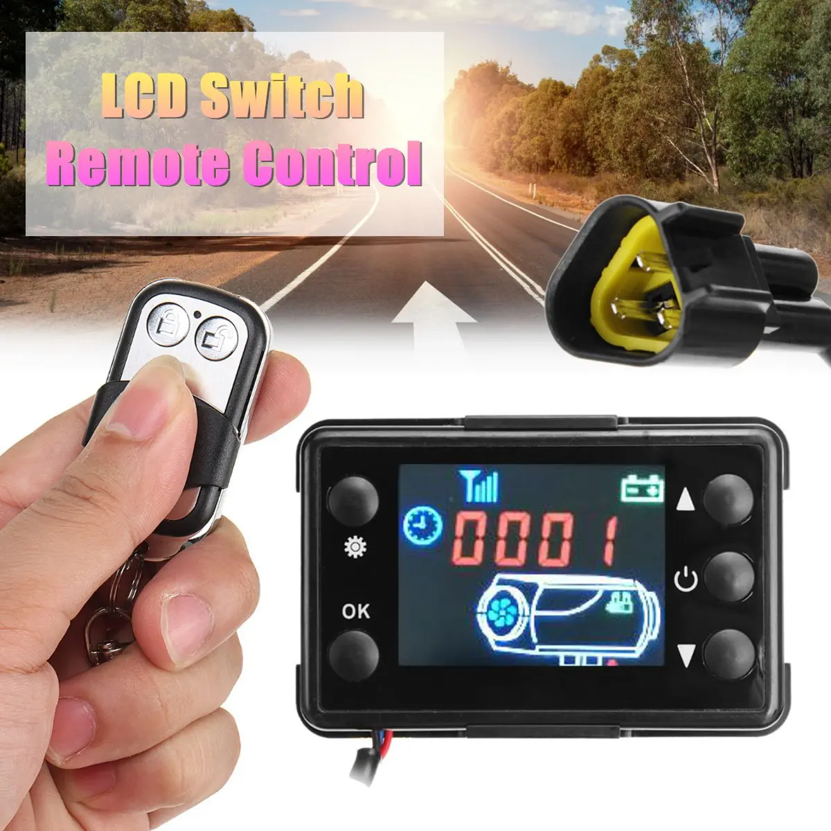 

12V/24V LCD Monitor Switch+Remote Control Accessories For Car Track Diesels Air Heater Parking Heater