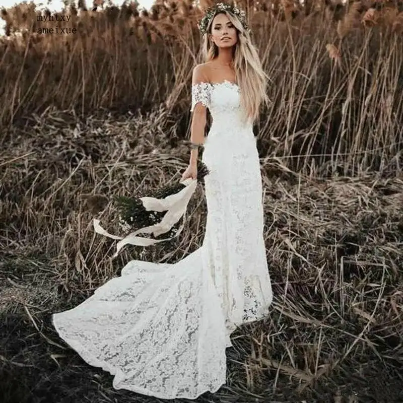 

New Design Lace Sexy Wedding Dresses 2019 Beach Vestidos De Noiva V-neckline Gown Customized Real Photo Vestido Plus Size Luxury