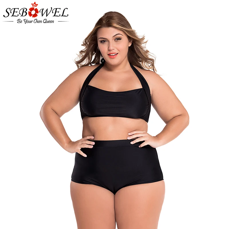SEBOWEL Sexy Plus Size Swimwear Womens High Waist Bikini Set 2019 Summer Swimsuit Sexy Large Female Bikinis Bathing Suits 5XL