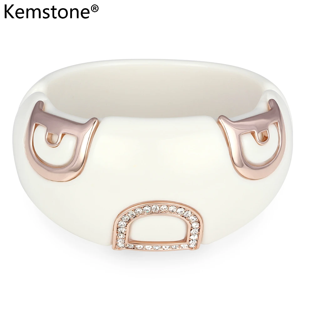 Kemstone австрийский кристалл буква D акриловый жесткий браслет Ювелирные изделия Подарки для женщин