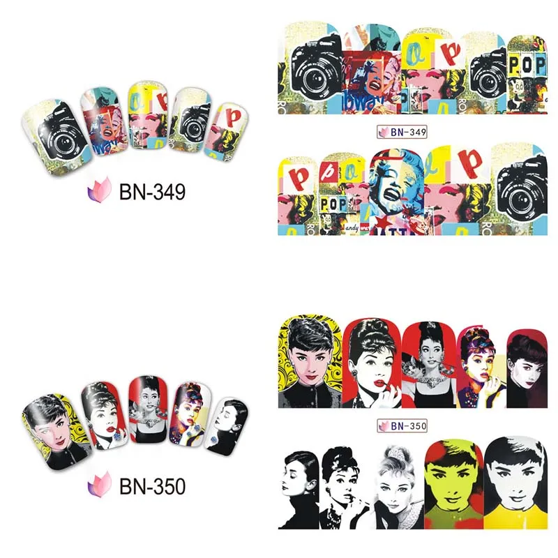 12 نوع مائية مسمار ملصقا بارد فتاة صائق البوب الشارع نمط مثير الشفاه مسمار الفن نقل المياه المنزلق احباط الديكور 349-360