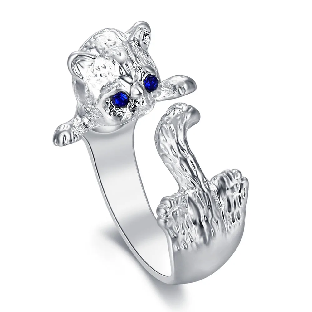 

Personality cute cat ring 2019 silver plated ring female fashion DIY punk ring female fashion jewelry gift wholesale