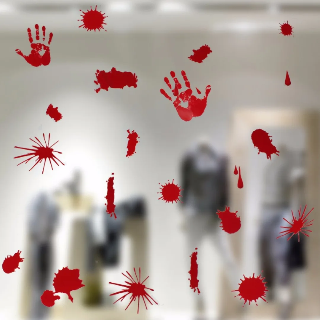 DIY Halloween Scary Bloody Handprint Footprint Window Clings Door Cover Party Decor