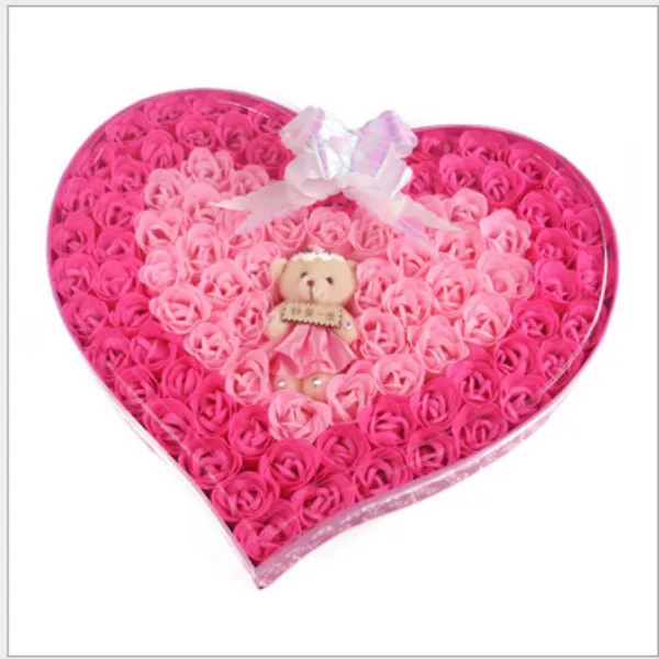 92PCS BOX Beauty Soap Handmade Rose Soap Flower Loving Heart Whitening Wedding Valentine s Day Christmas